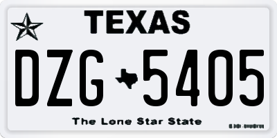 TX license plate DZG5405