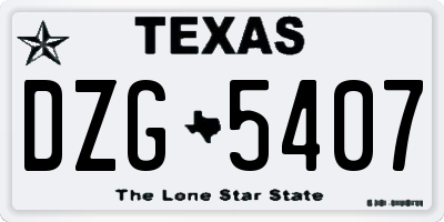 TX license plate DZG5407