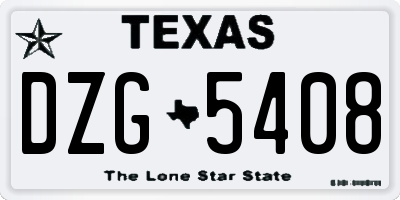 TX license plate DZG5408