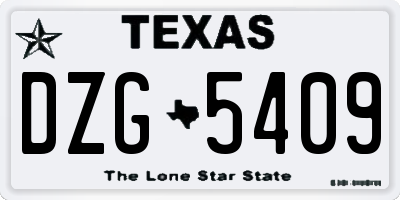 TX license plate DZG5409