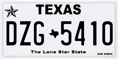 TX license plate DZG5410