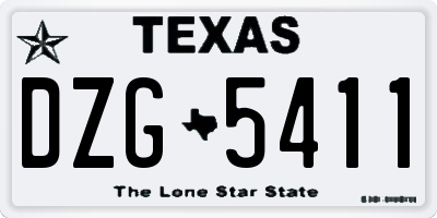 TX license plate DZG5411