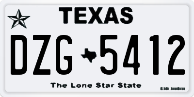 TX license plate DZG5412