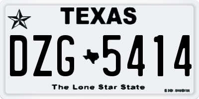 TX license plate DZG5414