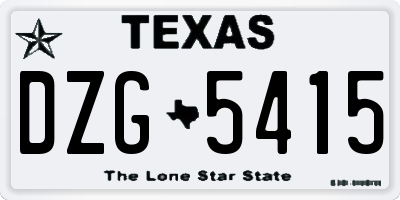 TX license plate DZG5415