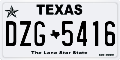 TX license plate DZG5416