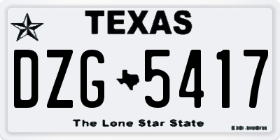 TX license plate DZG5417