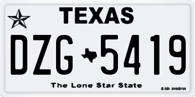 TX license plate DZG5419