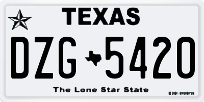 TX license plate DZG5420