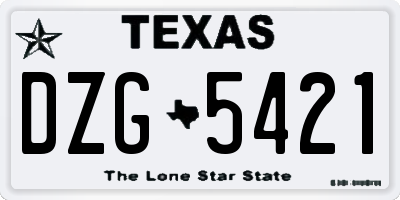 TX license plate DZG5421