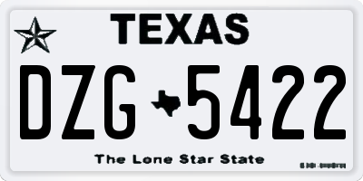TX license plate DZG5422