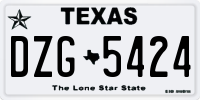 TX license plate DZG5424