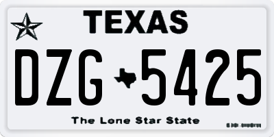 TX license plate DZG5425