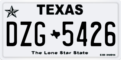TX license plate DZG5426