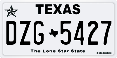 TX license plate DZG5427