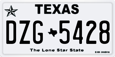 TX license plate DZG5428