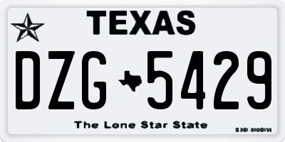 TX license plate DZG5429