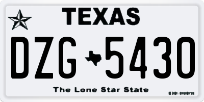 TX license plate DZG5430