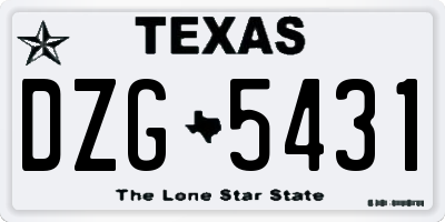 TX license plate DZG5431