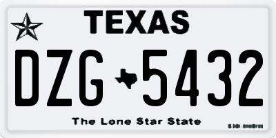 TX license plate DZG5432