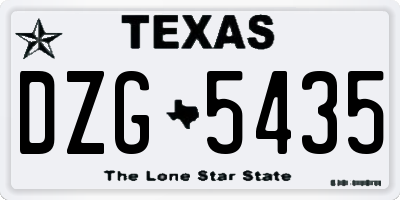 TX license plate DZG5435