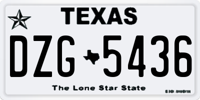 TX license plate DZG5436