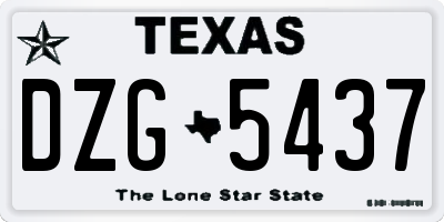 TX license plate DZG5437