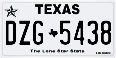 TX license plate DZG5438