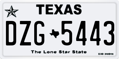 TX license plate DZG5443
