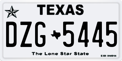 TX license plate DZG5445