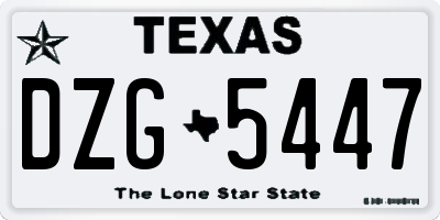 TX license plate DZG5447