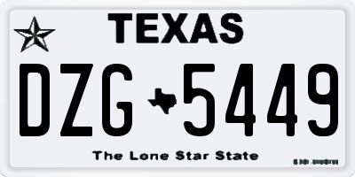 TX license plate DZG5449