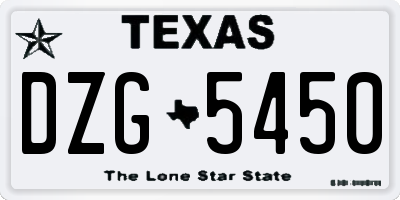 TX license plate DZG5450