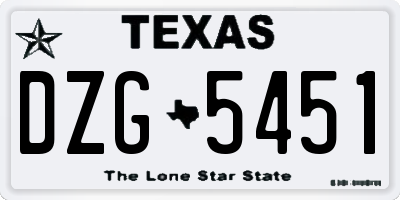 TX license plate DZG5451