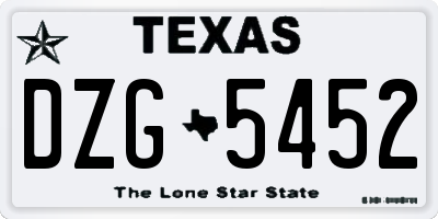TX license plate DZG5452