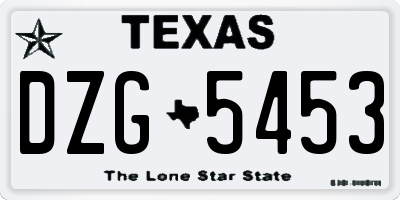 TX license plate DZG5453