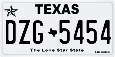 TX license plate DZG5454