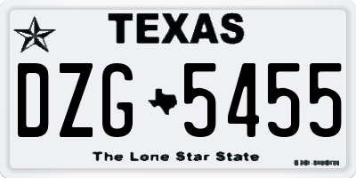 TX license plate DZG5455