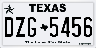 TX license plate DZG5456
