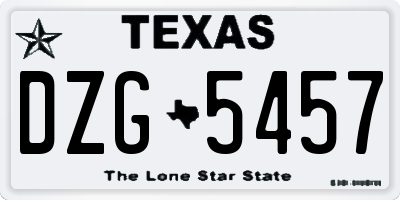 TX license plate DZG5457