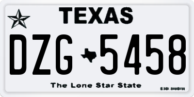 TX license plate DZG5458