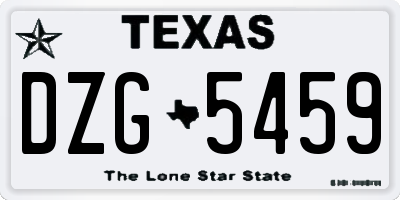TX license plate DZG5459