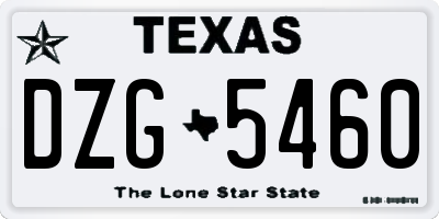 TX license plate DZG5460