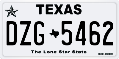 TX license plate DZG5462