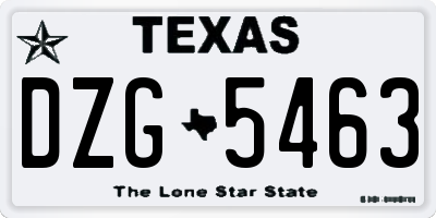 TX license plate DZG5463