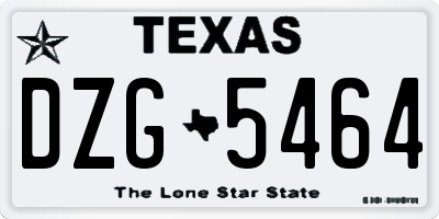 TX license plate DZG5464