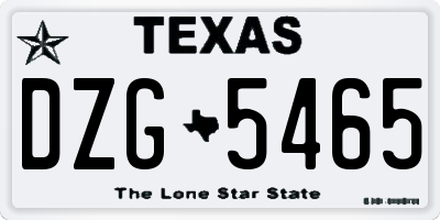 TX license plate DZG5465
