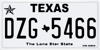 TX license plate DZG5466