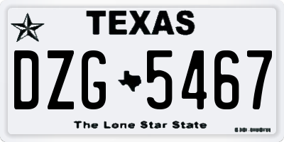 TX license plate DZG5467