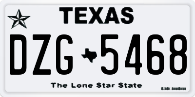 TX license plate DZG5468